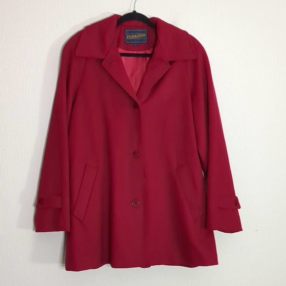 Pendleton Women's Merino Wool Brick Red Pea Coat - Picture 2 of 11